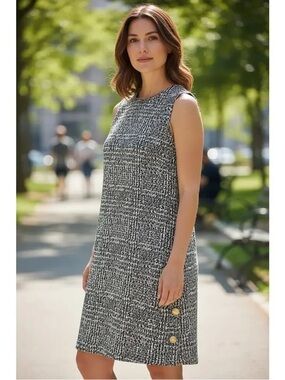 J. McLaughlin. Alyssa Textured Houndstooth Shift Dress. Size 2.